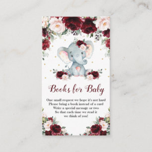 Elephant Burgundy Blush Floral Books for Baby Begleitkarte