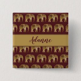 Elephant Burgundy und Gold-Muster Button