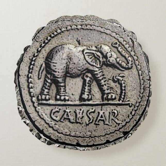 Elephant Caesar römische Kaisermünze Rundes Kissen (Vorderseite)