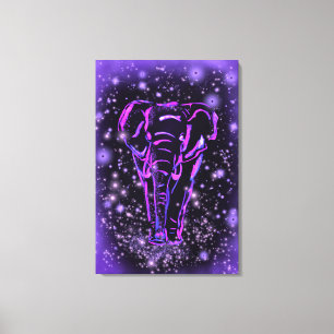 Elephant Canvas drucken Lila rosa Sternennacht Leinwanddruck