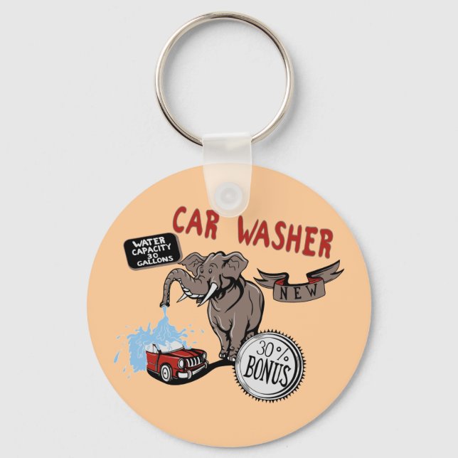 Elephant Car Washer - Funny New Erfindung Schlüsselanhänger (Vorderseite)