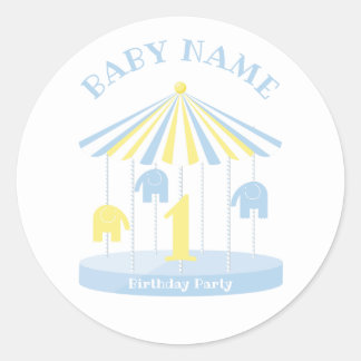 Elephant Carousel Blue First Runder Aufkleber