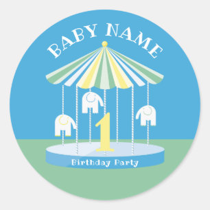 Elephant Carousel Colorful 1. Klassischer Round St Runder Aufkleber