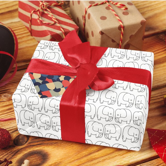 Elephant Cartoon Geschenkpapier (elephant drawing birthday packing gift wrap,gift wrapping paper,return gift wrap paper,paper gift)