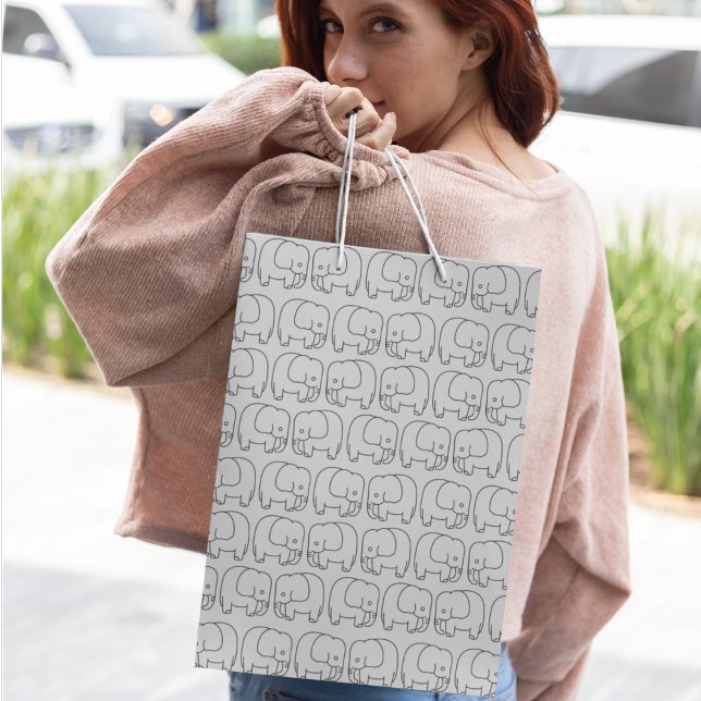 Elephant Cartoon Große Geschenktüte (gift bag, birthday surprise gift bag, teddy bear gift bag, wine gift bag, travel bag, use and throw )