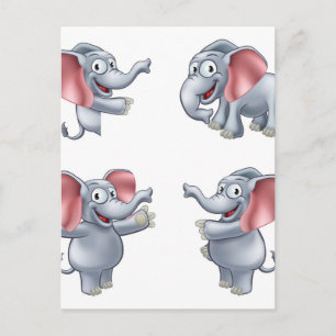 Elephant Cartoon Masoct Postkarte