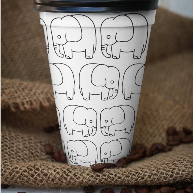 Elephant Cartoon Pappbecher (baby elephant drawing art kids,adult party stationery, birthday party use and throw paper cups)