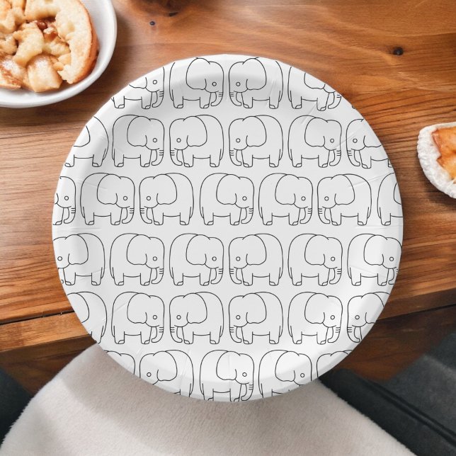 Elephant Cartoon Pappteller (baby elephant theme,birthday,wedding,baby shower,special occasion event paper plate party supplies)