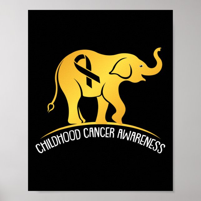 Elephant Childhood Cancer Awareness Ribbon Krieger Poster (Vorne)