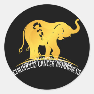 Elephant Childhood Cancer Awareness Ribbon Krieger Runder Aufkleber