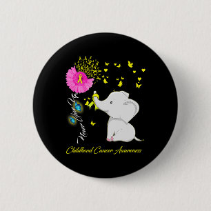 Elephant Childhood Cancer - Childhood Cancer Ribbo Button