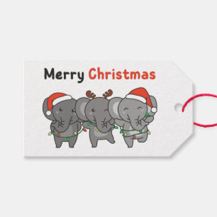Elephant Christmas Animals Elephants Merry Gift Ta Geschenkanhänger