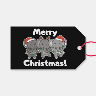 Elephant Christmas Animals Elephants Merry Gift Ta Geschenkanhänger