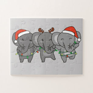 Elephant Christmas Animals Niedlich Jigsaw P Puzzle