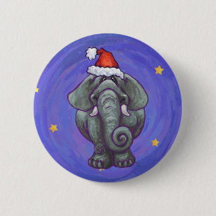 Elephant Christmas Button