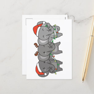 Elephant Christmas Christmas Animals Cute Holiday Feiertagspostkarte