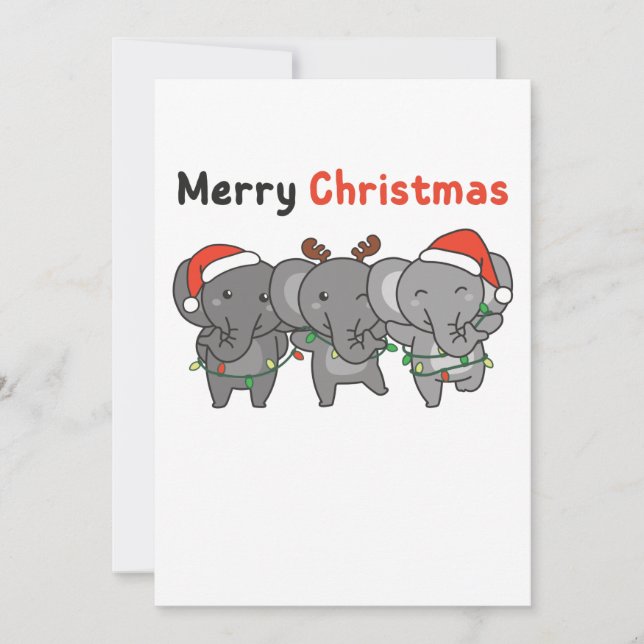 Elephant Christmas Feiertagskarte (Vorderseite)