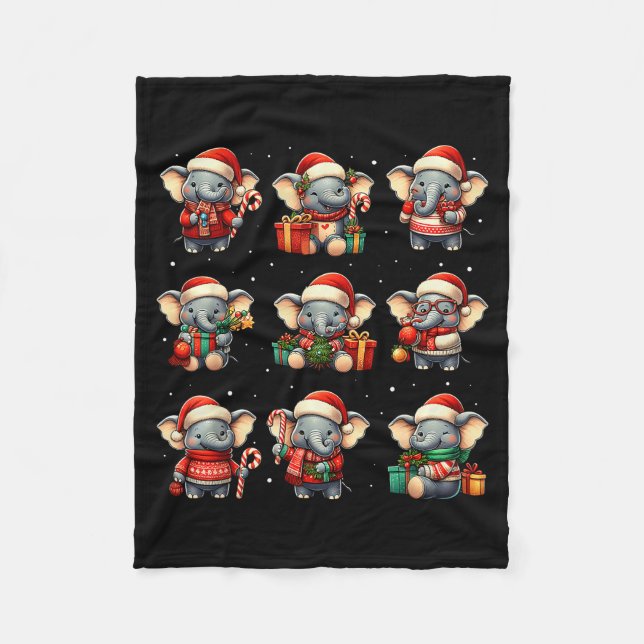 Elephant Christmas Funny Elephant Lover Pajama Men Fleecedecke (Vorderseite)