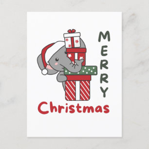 Elephant Christmas Gift Winter Animals Elephant Feiertagspostkarte
