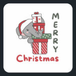 Elephant Christmas Gift Winter Animals Elephant Quadratischer Aufkleber<br><div class="desc">Merry Christmas. Die elephant an Christmas as an Christmas greeting. Funny animals with ohrs for the holidays. In Sweet Christmas Greeting. Elephants are cute animals and perfect for Christmas.</div>