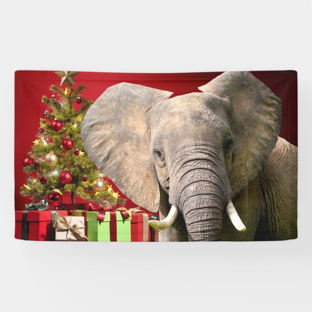 Elephant Christmas Greetings Banner (Horizontal)