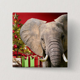Elephant Christmas Greetings Button