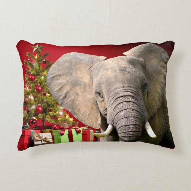 Elephant Christmas Greetings Dekokissen (Vorderseite)