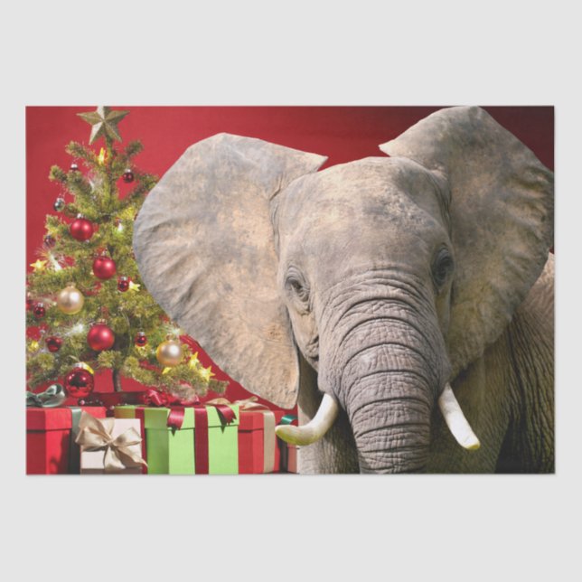 Elephant Christmas Greetings Seidenpapier (Vorderseite)