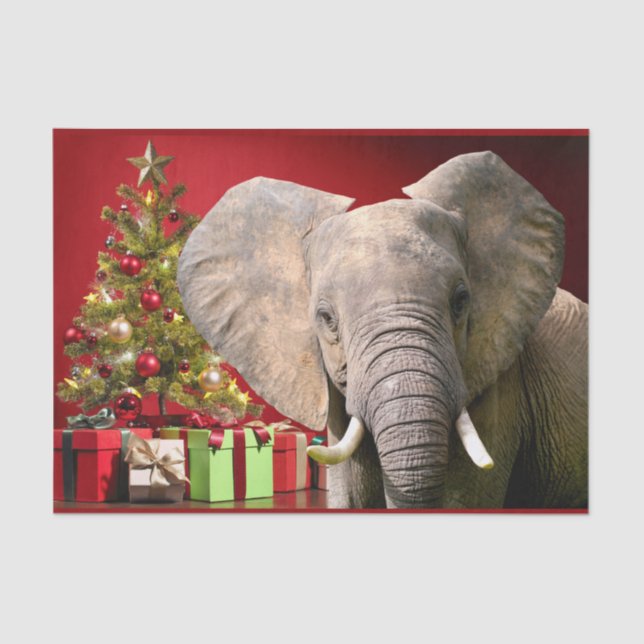 Elephant Christmas Greetings Seidenpapier (Vorderseite)