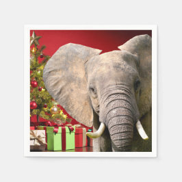 Elephant Christmas Greetings Serviette