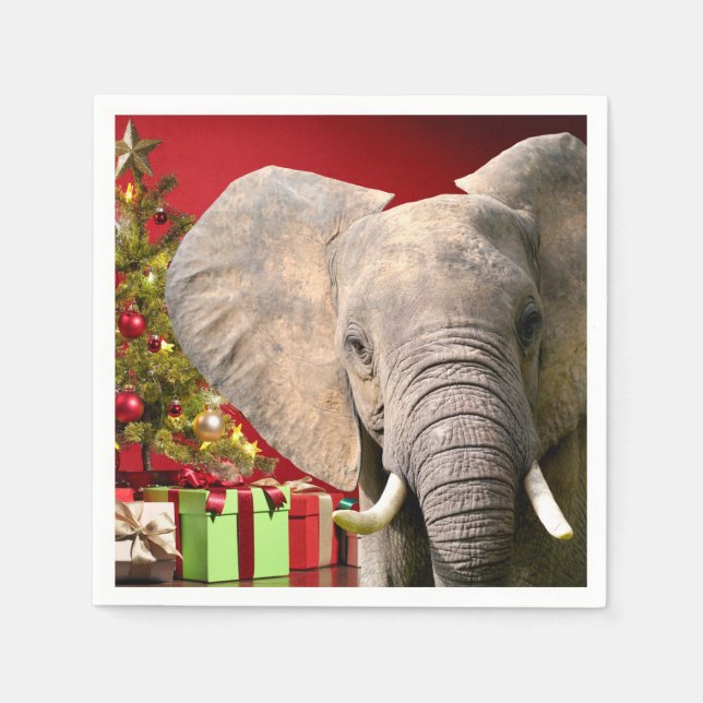 Elephant Christmas Greetings Serviette (Vorderseite)
