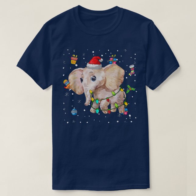 Elephant Christmas Lights Tree Decoration Xmas Sno T-Shirt (Design vorne)