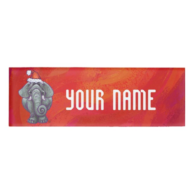 Elephant Christmas on Red Namenschild (Vorderseite)