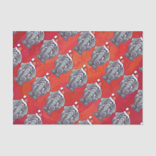Elephant Christmas on Red Seidenpapier (Vorderseite)