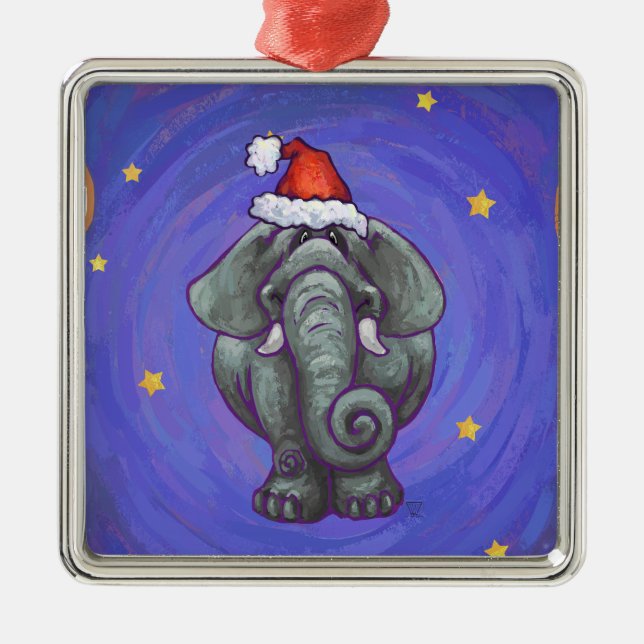 Elephant Christmas Ornament Aus Metall (Vorne)