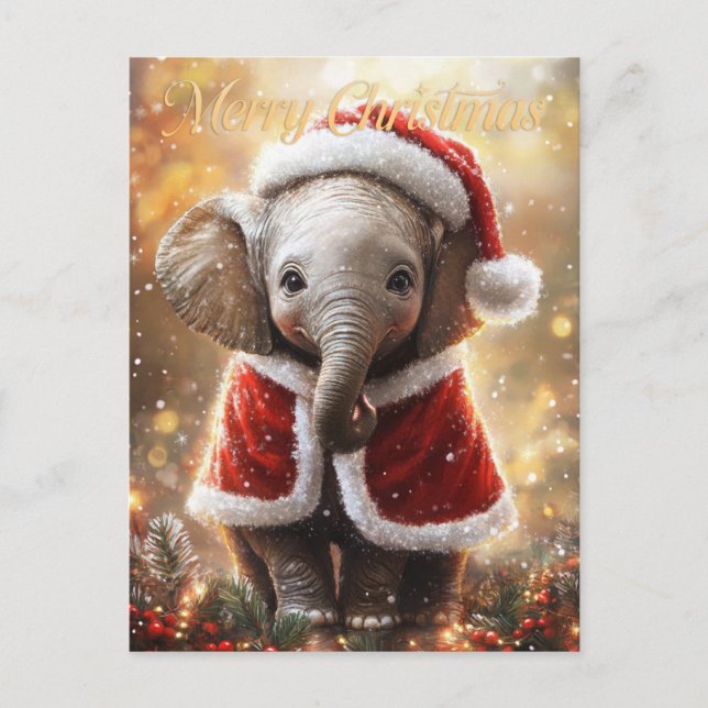 Elephant Christmas Postkarte (Vorderseite)