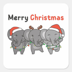 Elephant Christmas Quadratischer Aufkleber