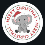 Elephant Christmas Snow Winter Animals Elephants C Runder Aufkleber<br><div class="desc">Der Elefant zu Weihnachten mit Feenlicht. Hübsche Tiere mit Geschenken und Schnee für den Urlaub. Auch lustig für Weihnachten im Juli. Elefanten sind niedliche Tiere und perfekt zu Weihnachten.</div>
