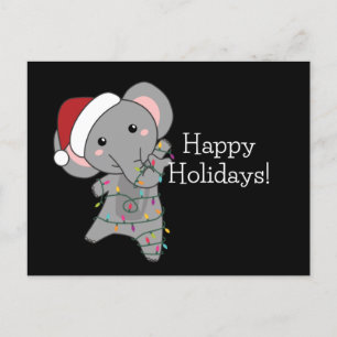 Elephant Christmas Snow Winter Animals Elephants P Postkarte