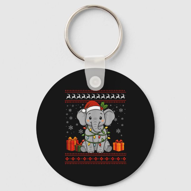 Elephant Christmas Ugly Sweater Elephant Graphic  Schlüsselanhänger (Vorderseite)