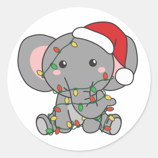 Elephant Christmas Winter Animals Elephants Klasse Runder Aufkleber (Vorderseite)