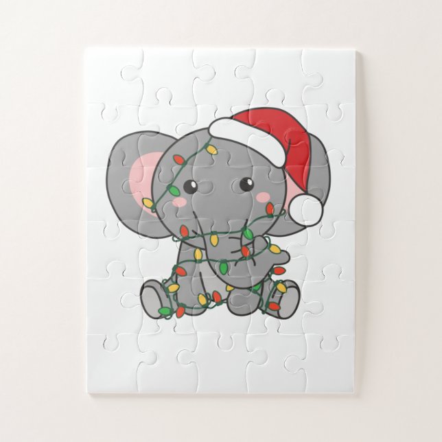 Elephant Christmas Winter Animals Elephants Puzzle (Vertikal)