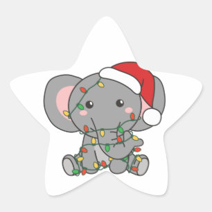 Elephant Christmas Winter Animals Elephants Star S Stern-Aufkleber