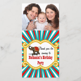 Elephant Circus Frame Kids Boys Geburtstagsparty Dankeskarte