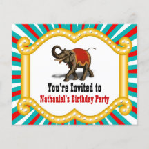 Elephant Circus Kindergeburtstag Party Einladung