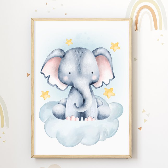 Elephant Cloud Kinderzimmer Poster Kids Room Print (Von Creator hochgeladen)