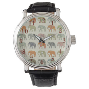 Elephant Colorful Animal Pattern Armbanduhr