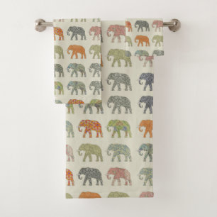 Elephant Colorful Animal Pattern heute Badhandtuch Set