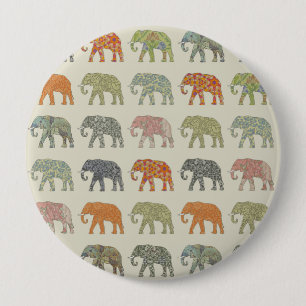 Elephant Colorful Animal Pattern heute Button