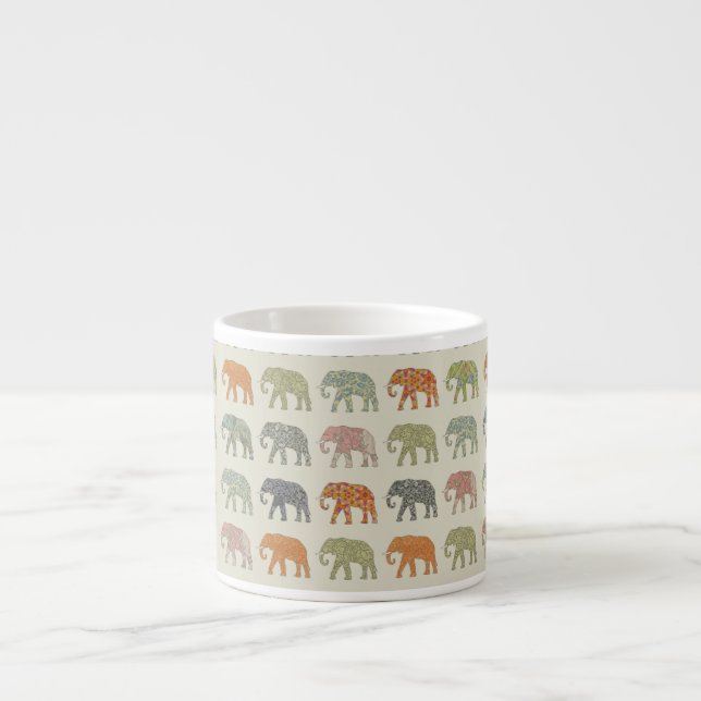 Elephant Colorful Animal Pattern heute Espressotasse (Vorderseite)